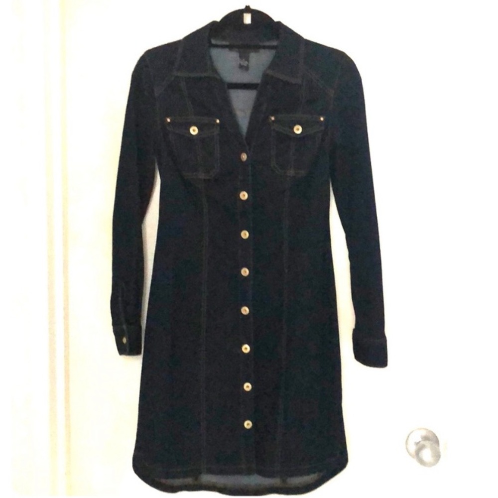 INC denim dress, gold hardware. Size 0 EUC.